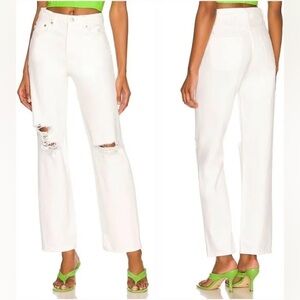 Lovers and Friends Ryan High Rise Straight In White Distressed